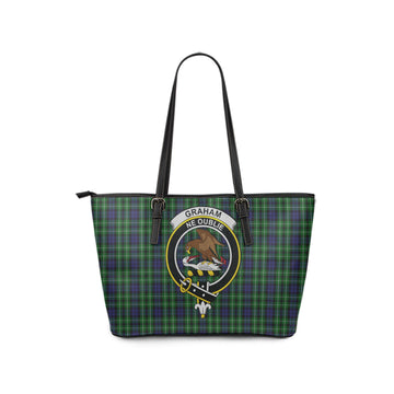 Graham of Montrose Tartan Leather Tote Bag with Family Crest