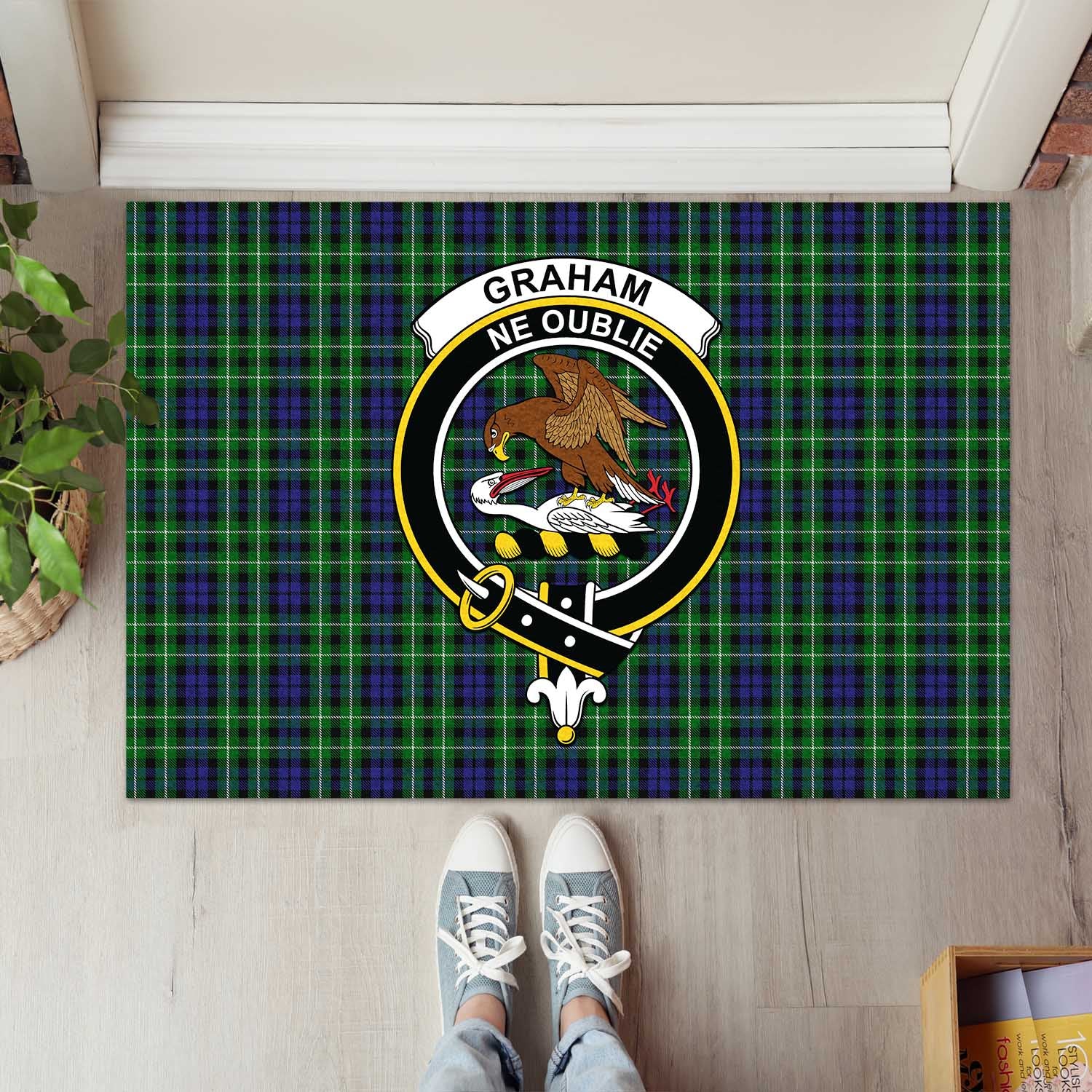 Graham of Montrose Tartan Door Mat with Family Crest - Tartanvibesclothing