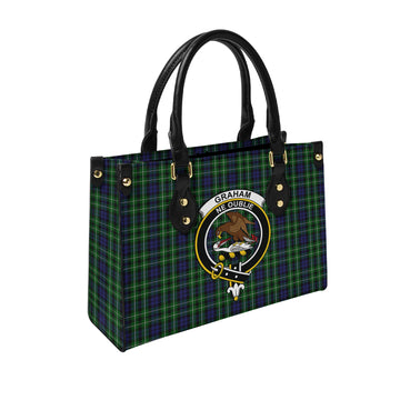 Graham of Montrose Tartan Leather Bag with Family Crest