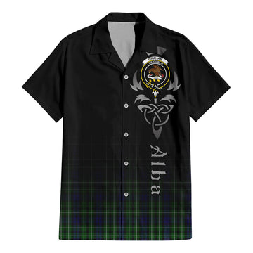 Graham of Montrose Tartan Short Sleeve Button Up Shirt Featuring Alba Gu Brath Family Crest Celtic Inspired