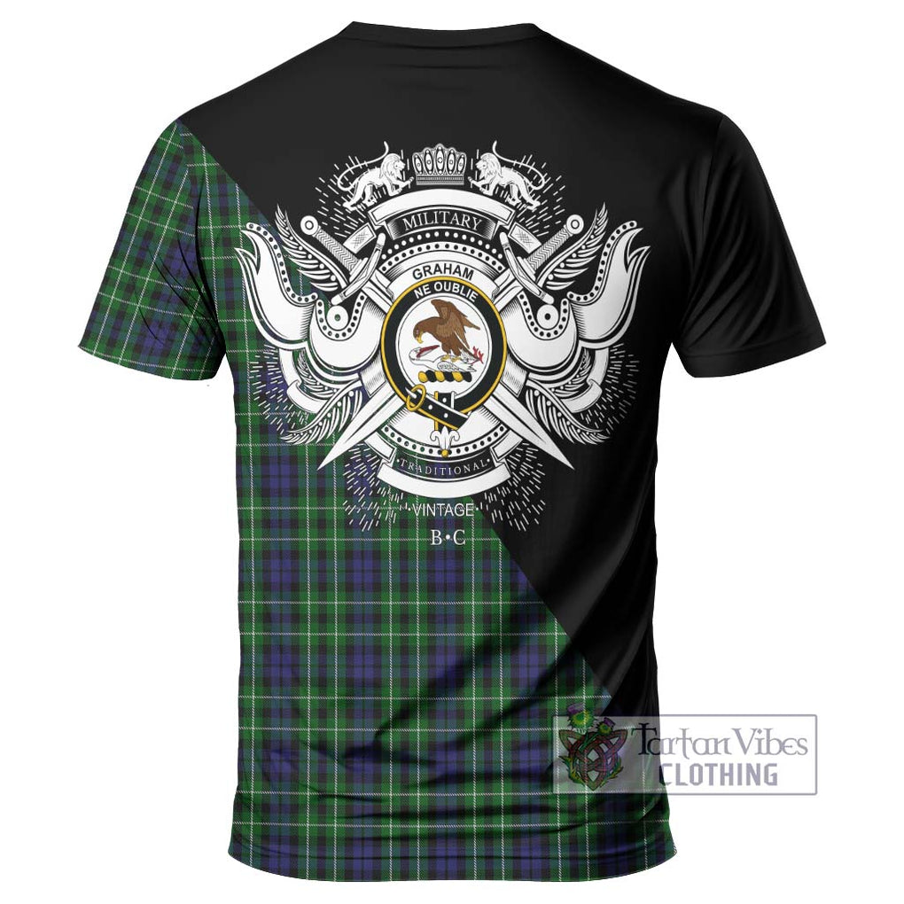 Graham of Montrose Tartan T-Shirt with Family Crest and Military Logo Style - Tartanvibesclothing Shop