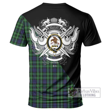 Graham of Montrose Tartan T-Shirt with Family Crest and Military Logo Style