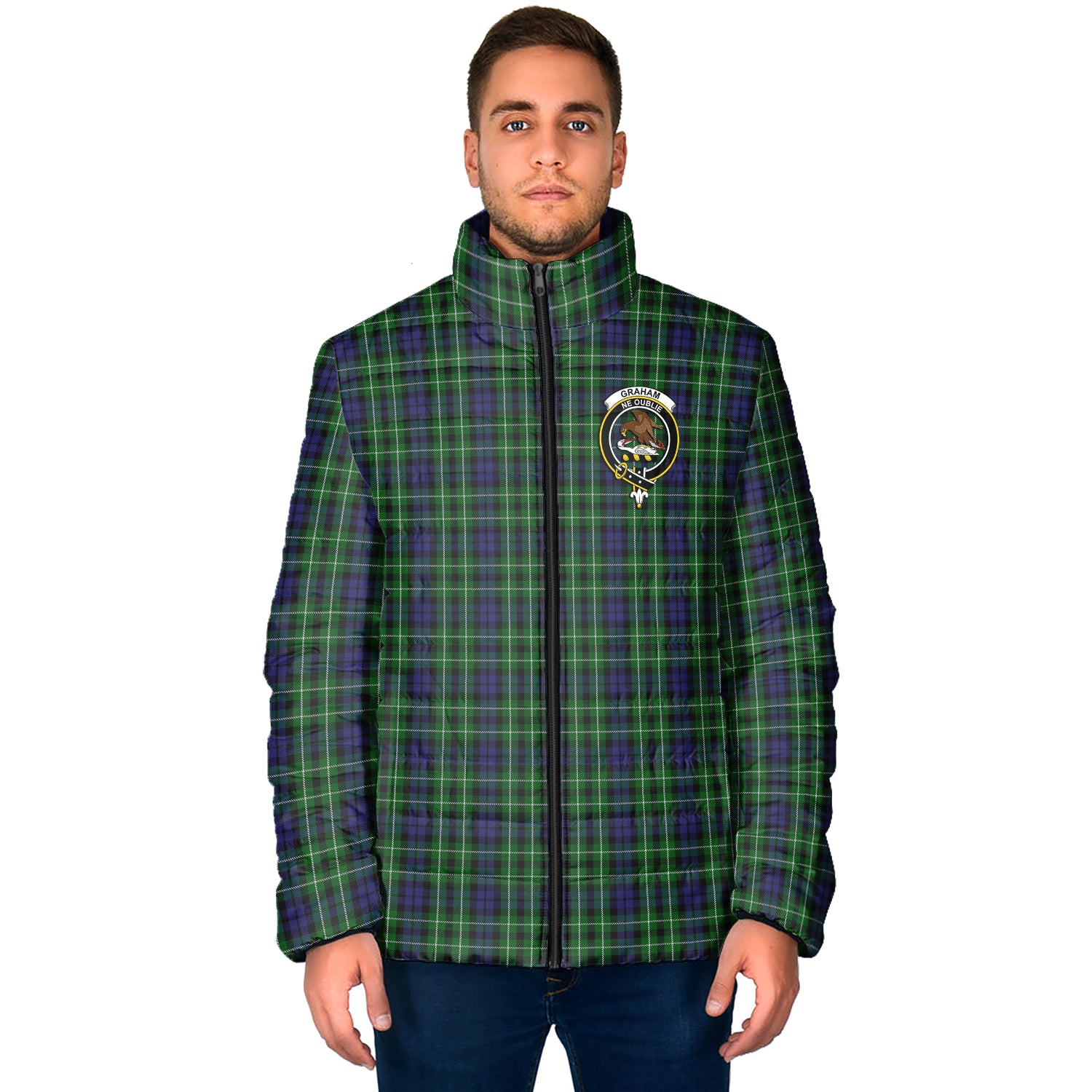 Graham of Montrose Tartan Padded Jacket with Family Crest - Tartan Vibes Clothing