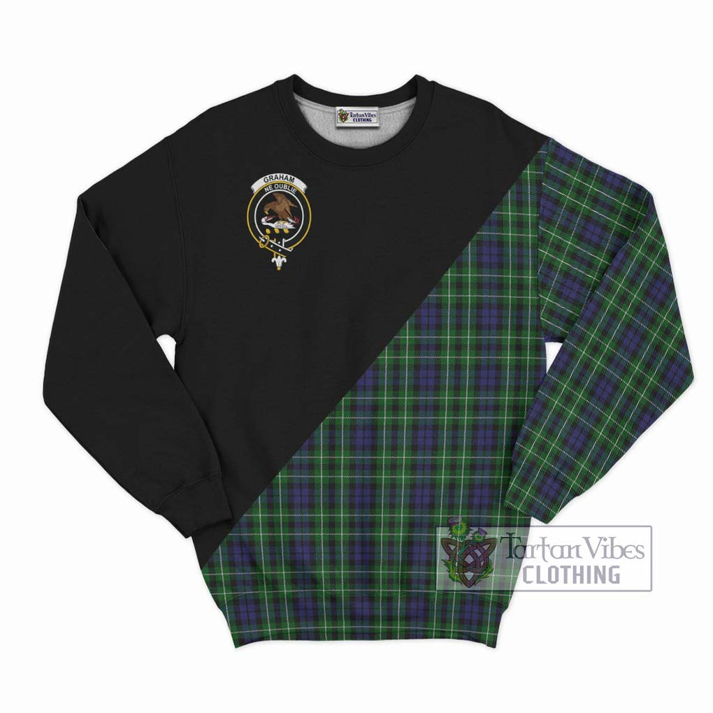 Graham of Montrose Tartan Sweatshirt with Family Crest and Military Logo Style - Tartanvibesclothing Shop