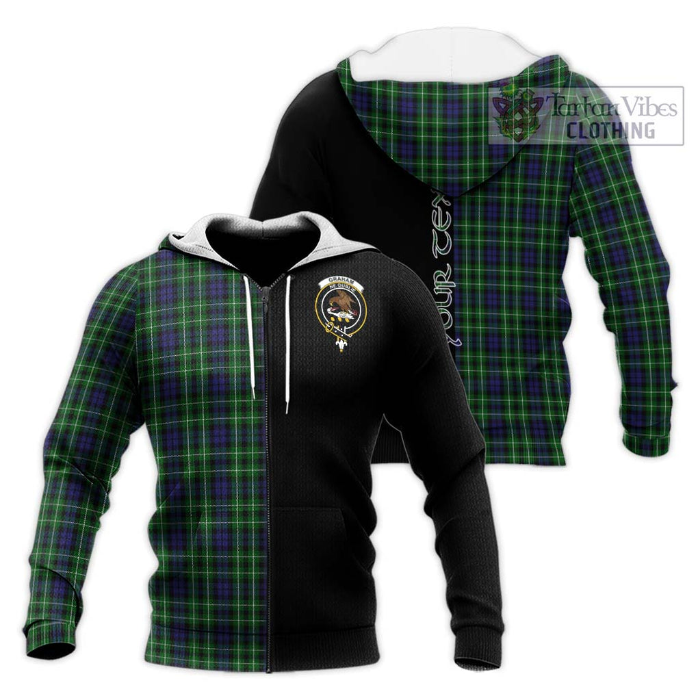 Graham of Montrose Tartan Knitted Hoodie with Family Crest and Half Of Me Style Unisex Knitted Zip Hoodie - Tartanvibesclothing Shop