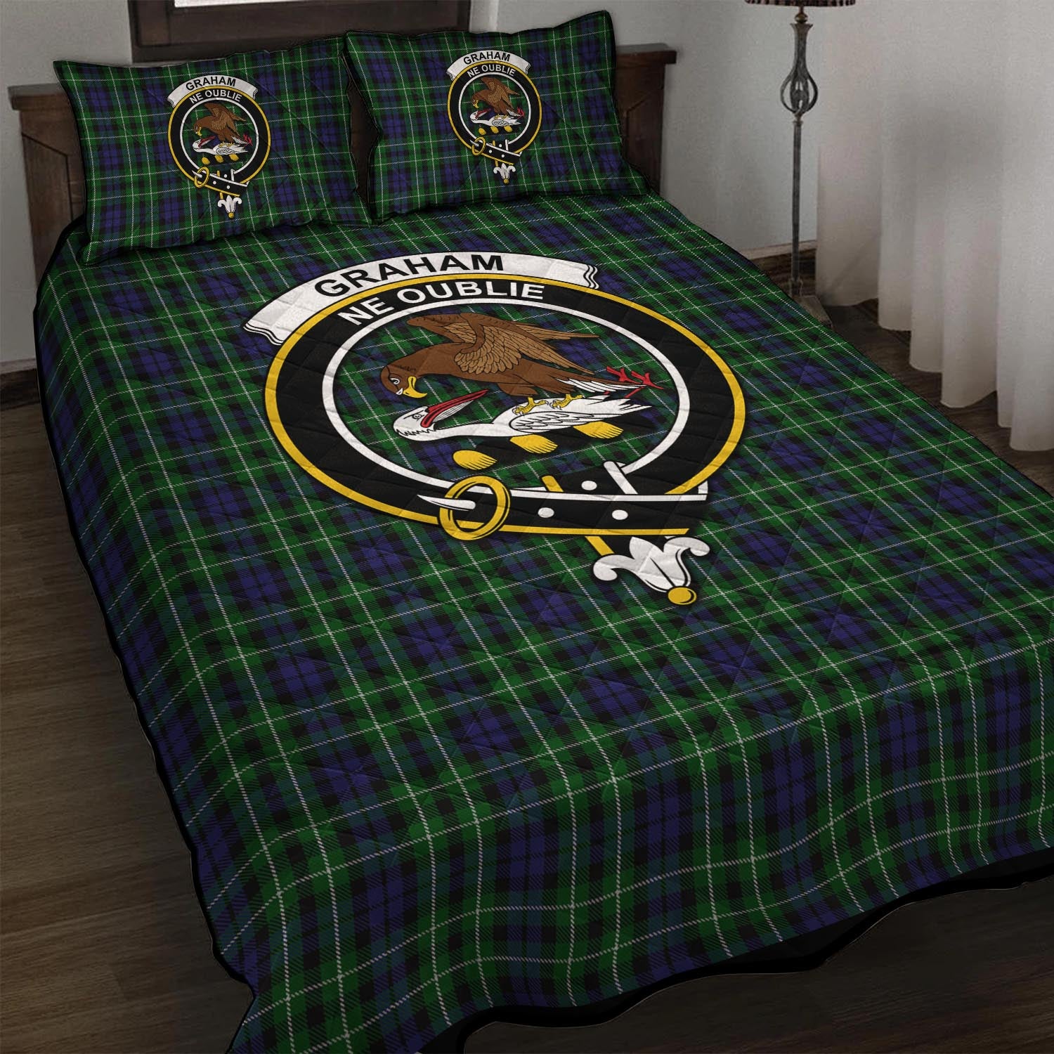 Graham of Montrose Tartan Quilt Bed Set with Family Crest - Tartan Vibes Clothing