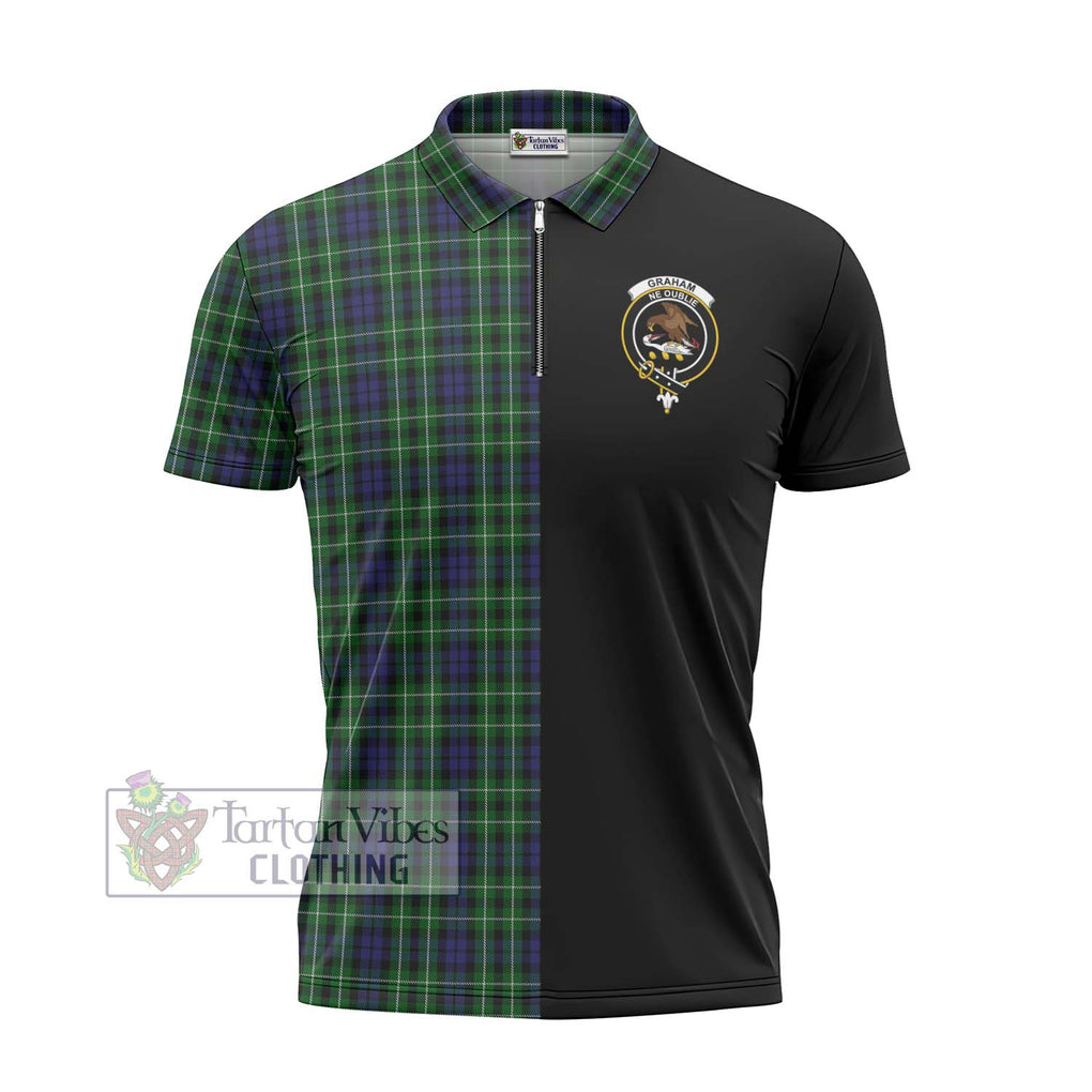 Graham of Montrose Tartan Zipper Polo Shirt with Family Crest and Half Of Me Style - Tartanvibesclothing Shop