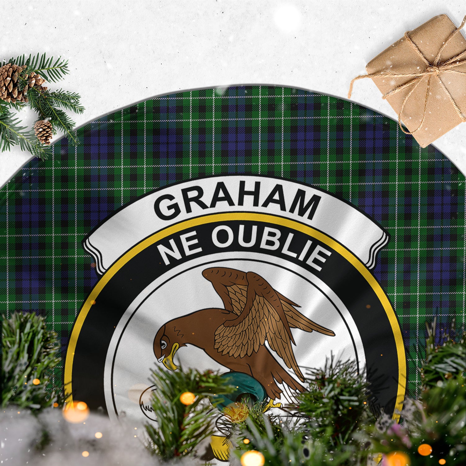 Graham of Montrose Tartan Christmas Tree Skirt with Family Crest - Tartanvibesclothing