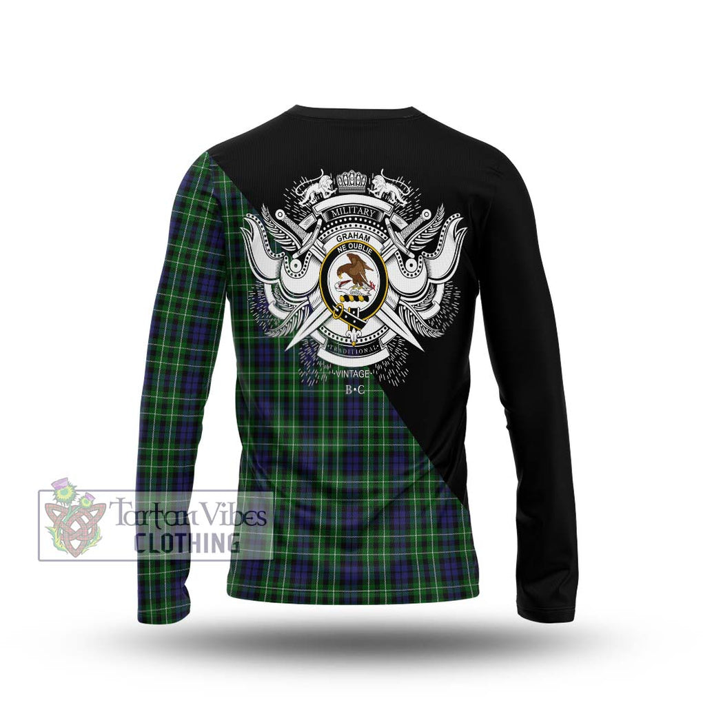 Graham of Montrose Tartan Long Sleeve T-Shirt with Family Crest and Military Logo Style - Tartanvibesclothing Shop