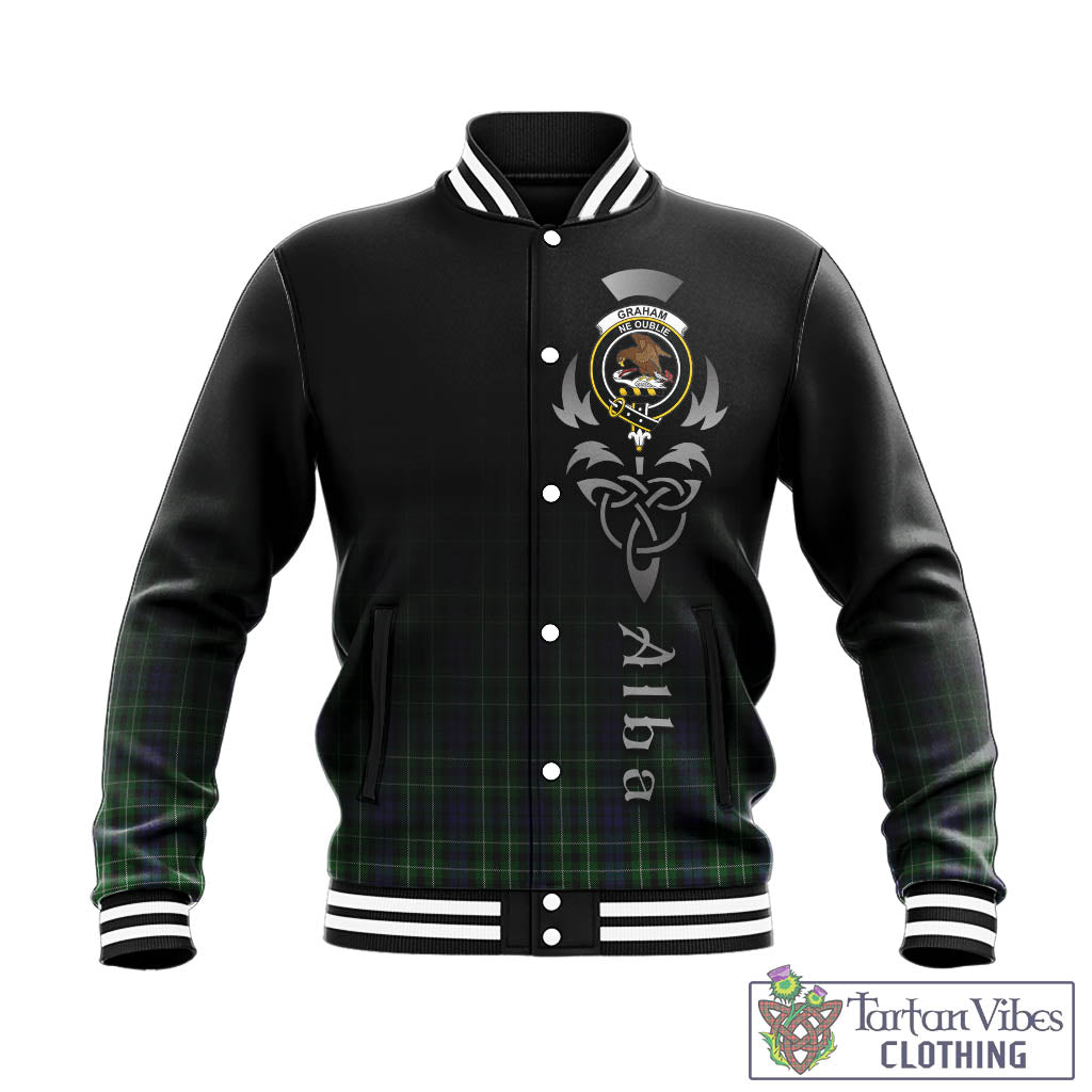 Tartan Vibes Clothing Graham of Montrose Tartan Baseball Jacket Featuring Alba Gu Brath Family Crest Celtic Inspired