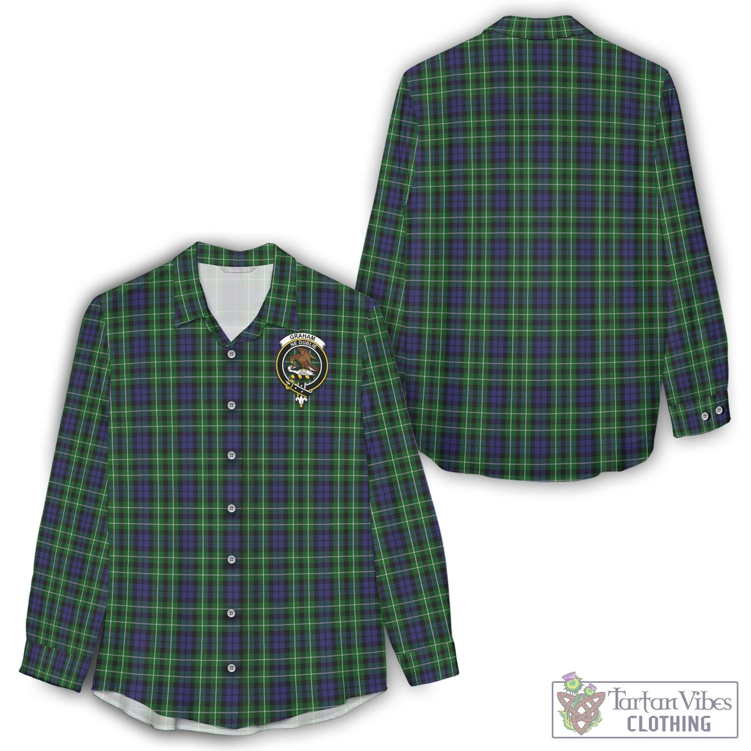 Tartan Vibes Clothing Graham of Montrose Tartan Womens Casual Shirt with Family Crest