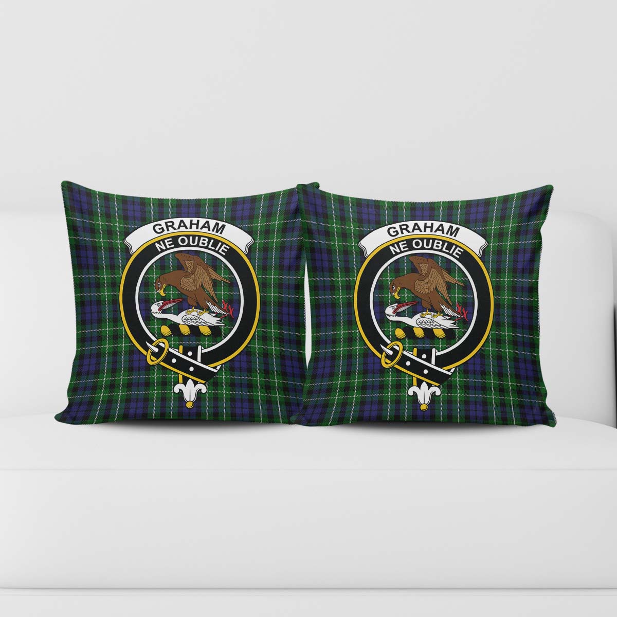 Graham of Montrose Tartan Pillow Cover with Family Crest - Tartanvibesclothing