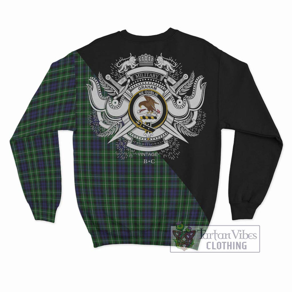 Graham of Montrose Tartan Sweatshirt with Family Crest and Military Logo Style - Tartanvibesclothing Shop