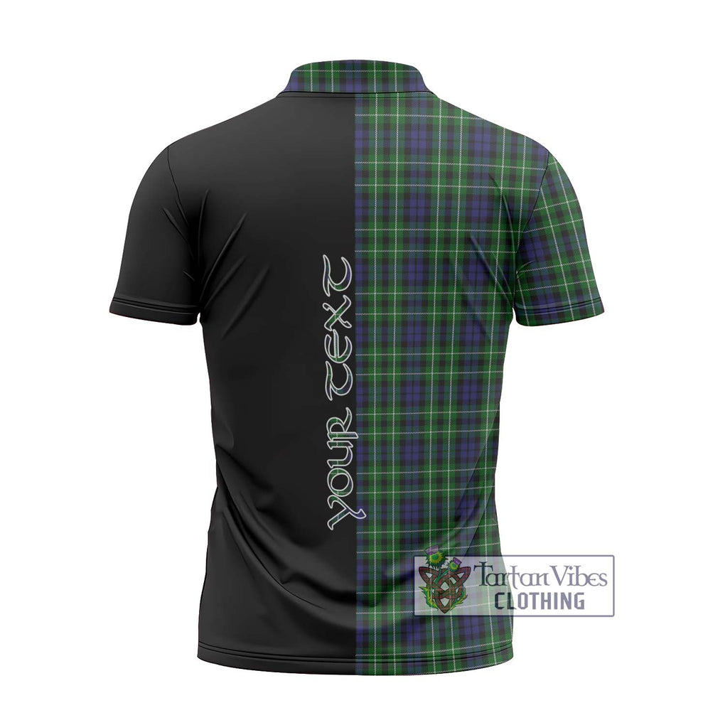 Graham of Montrose Tartan Zipper Polo Shirt with Family Crest and Half Of Me Style - Tartanvibesclothing Shop