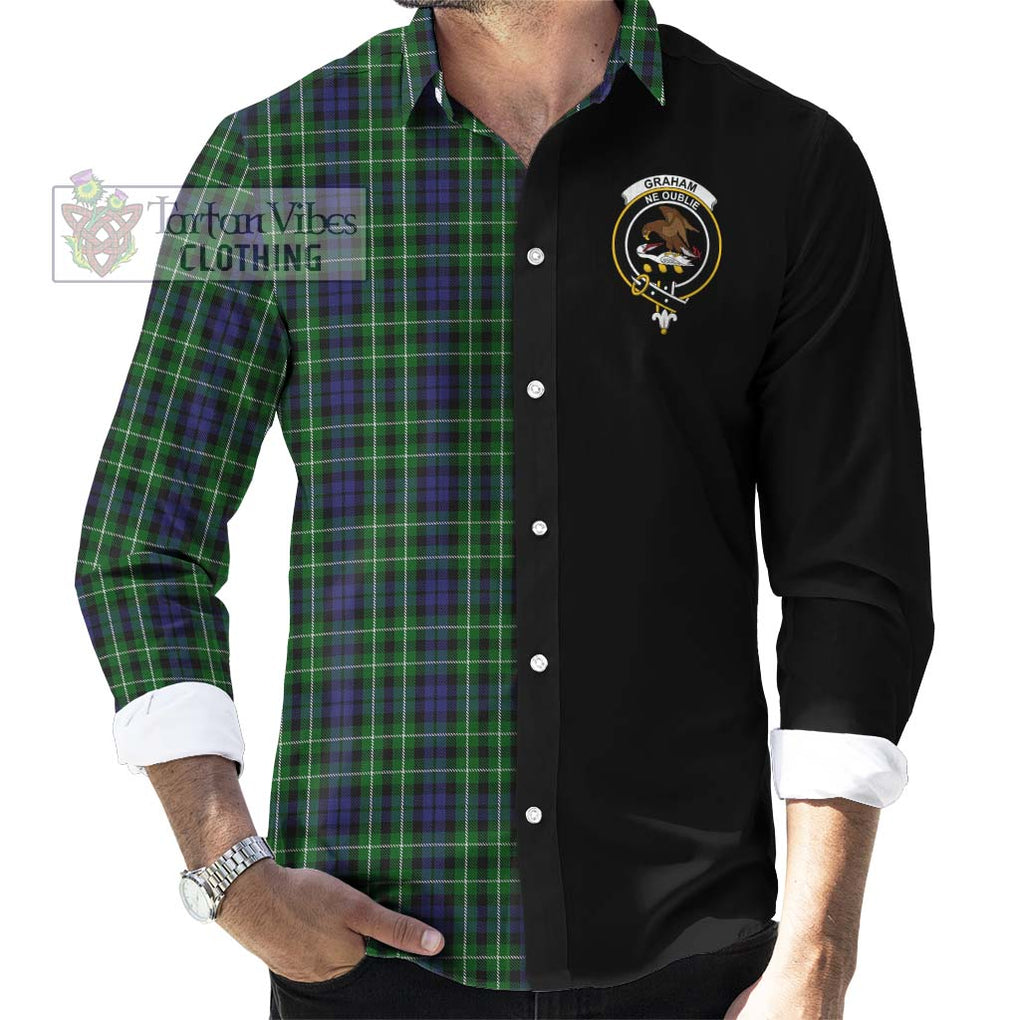 Graham of Montrose Tartan Long Sleeve Button Shirt with Family Crest and Half Of Me Style - Tartanvibesclothing Shop