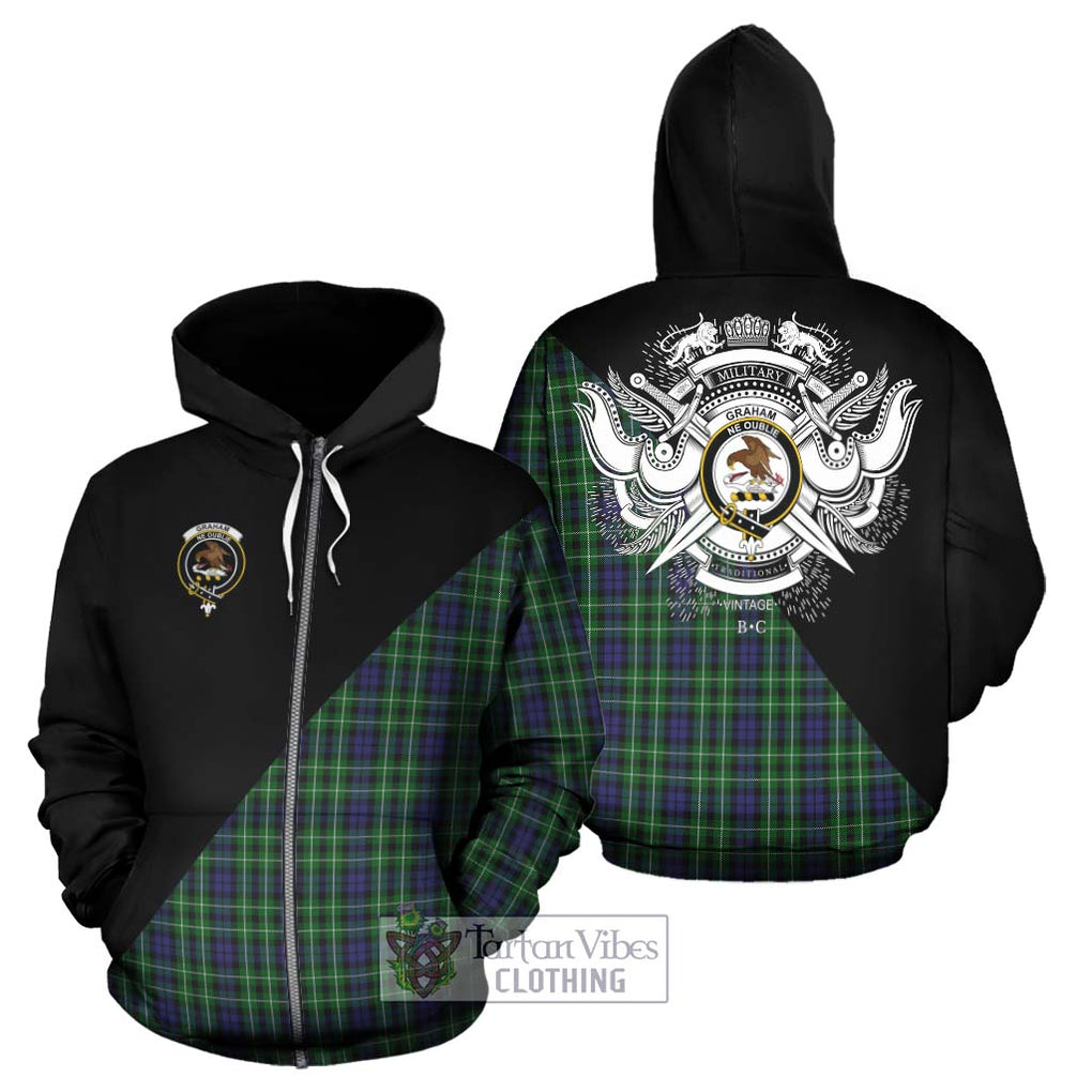 Graham of Montrose Tartan Hoodie with Family Crest and Military Logo Style - Tartanvibesclothing Shop