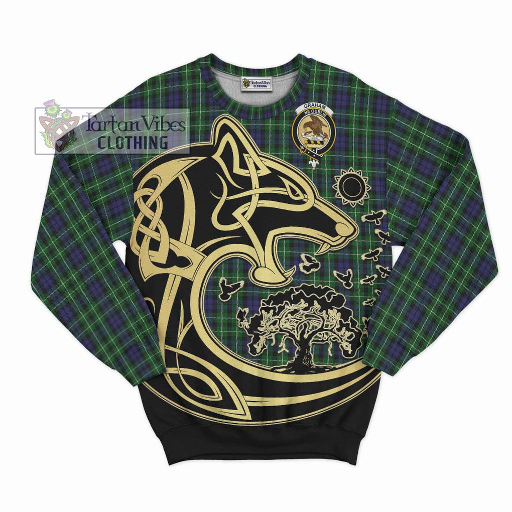 Graham of Montrose Tartan Sweatshirt with Family Crest Celtic Wolf Style - Tartan Vibes Clothing