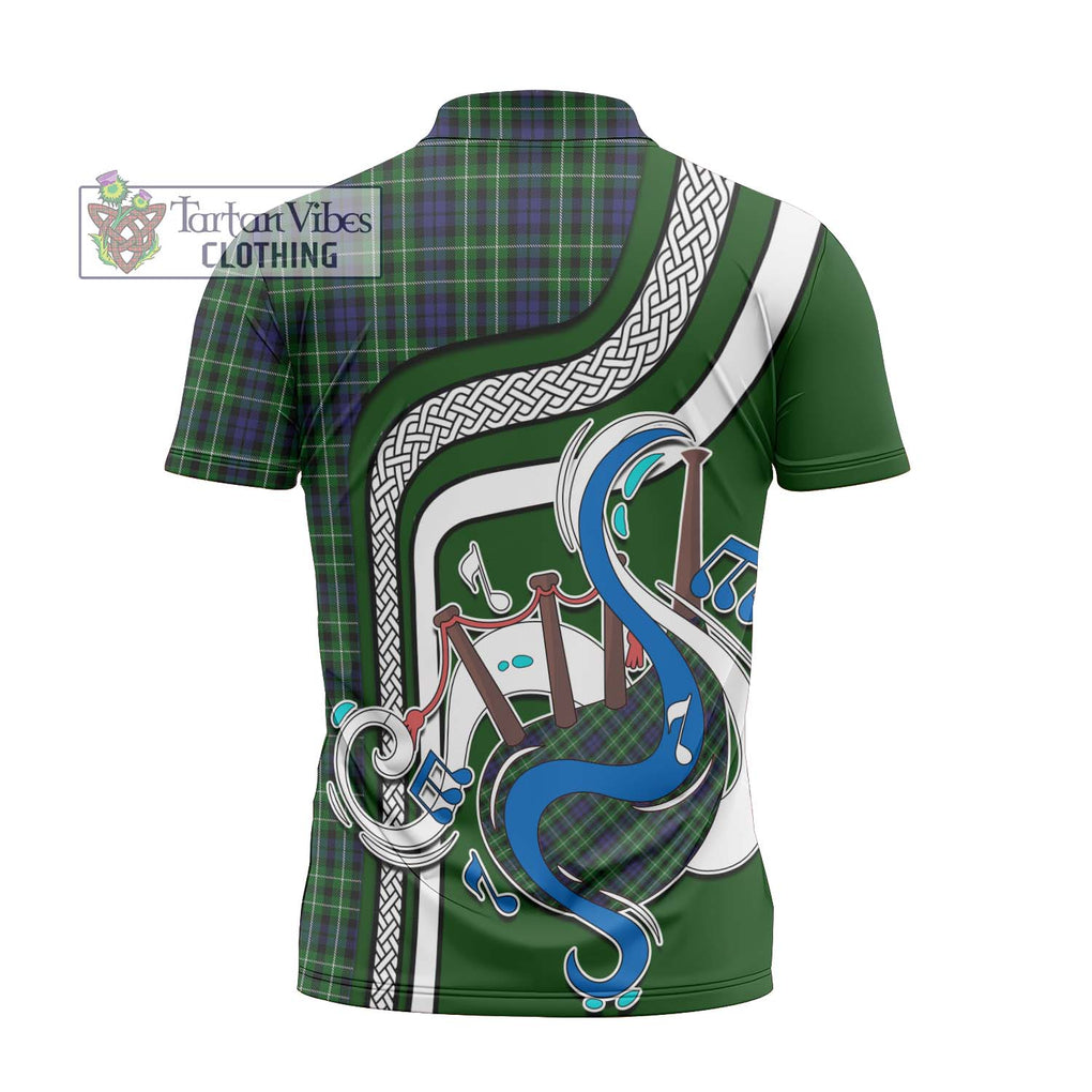 Graham of Montrose Tartan Zipper Polo Shirt with Epic Bagpipe Style - Tartanvibesclothing Shop