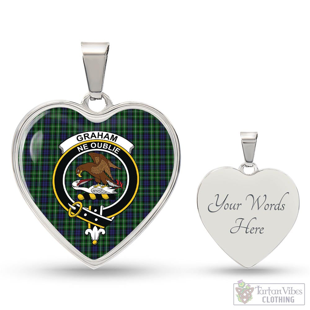 Tartan Vibes Clothing Graham of Montrose Tartan Heart Necklace with Family Crest