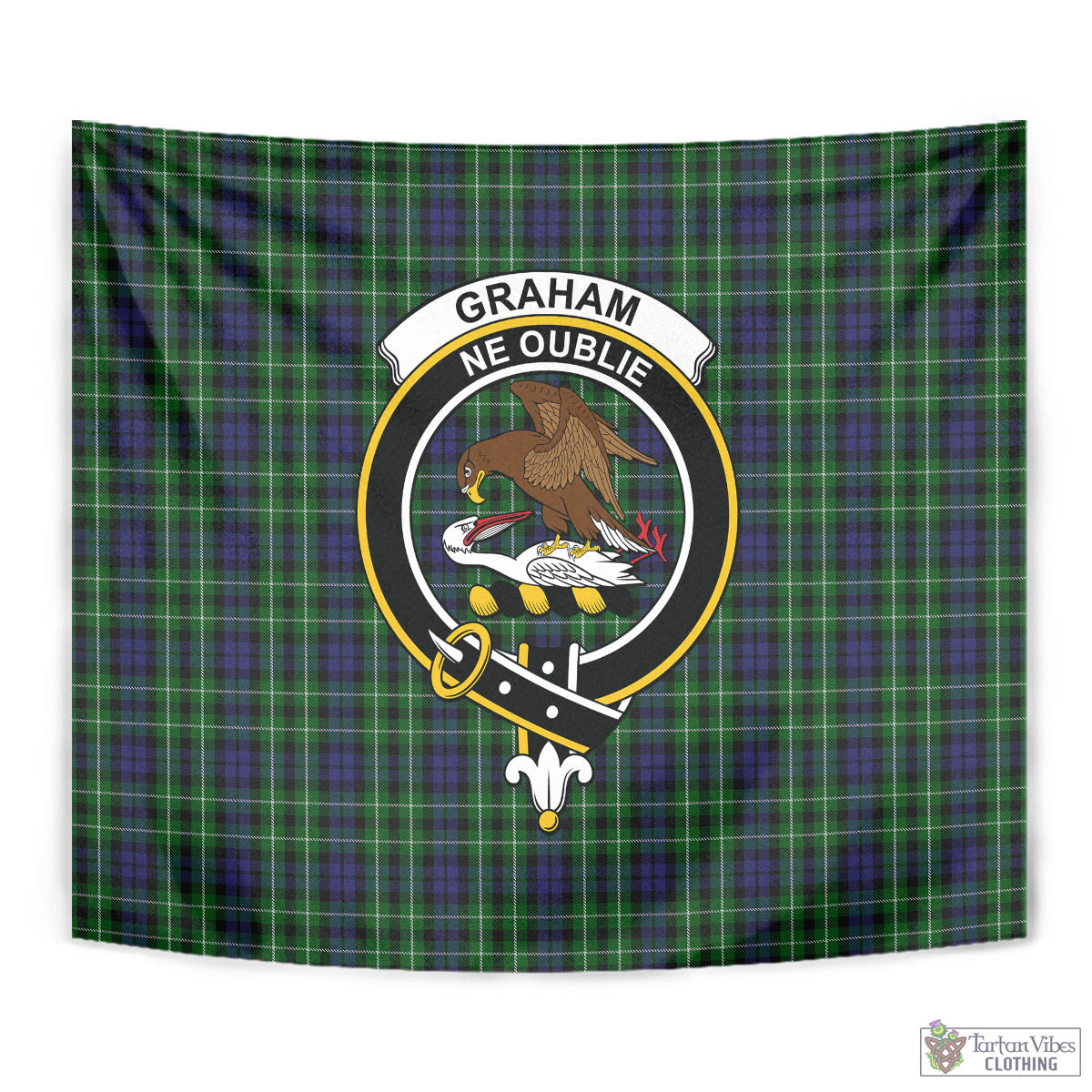 Tartan Vibes Clothing Graham of Montrose Tartan Tapestry Wall Hanging and Home Decor for Room with Family Crest