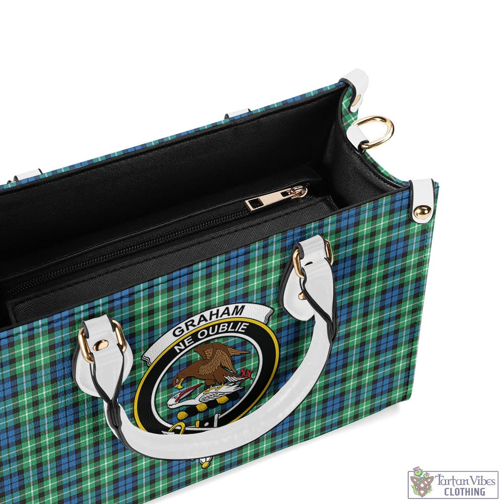 Tartan Vibes Clothing Graham of Montrose Ancient Tartan Luxury Leather Handbags with Family Crest