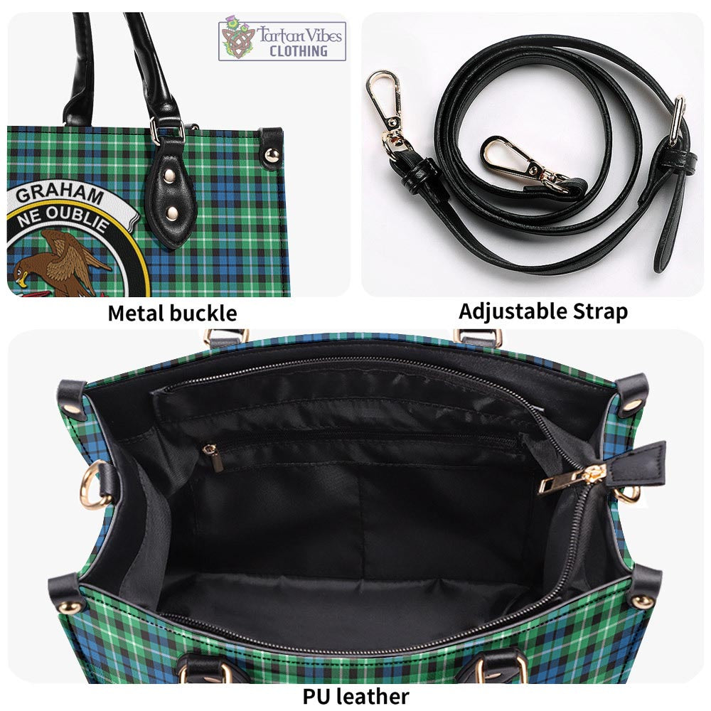 Tartan Vibes Clothing Graham of Montrose Ancient Tartan Luxury Leather Handbags with Family Crest