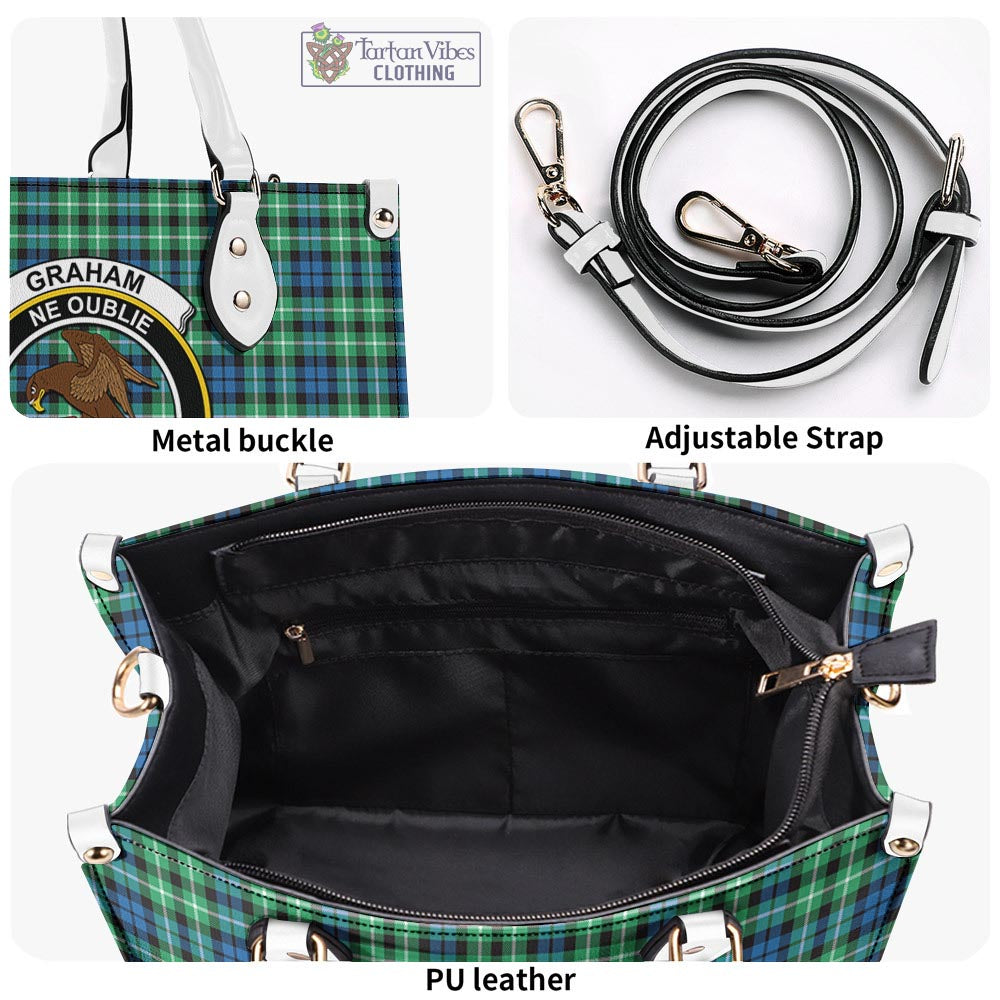 Tartan Vibes Clothing Graham of Montrose Ancient Tartan Luxury Leather Handbags with Family Crest