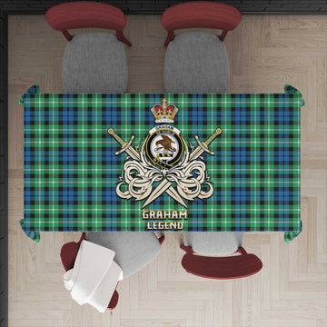 Graham Tartan Tablecloth with Clan Crest and the Golden Sword of Courageous Legacy