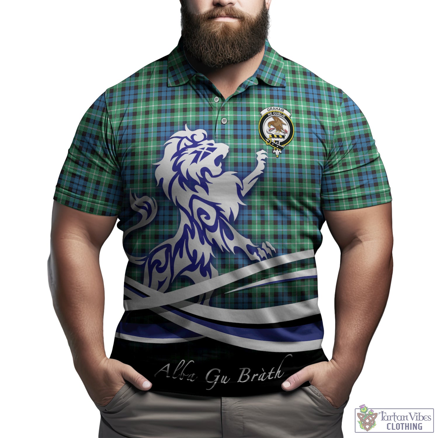 graham-of-montrose-ancient-tartan-polo-shirt-with-alba-gu-brath-regal-lion-emblem