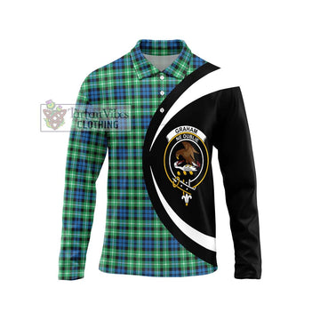 Graham Tartan Long Sleeve Polo Shirt with Family Crest Circle Style