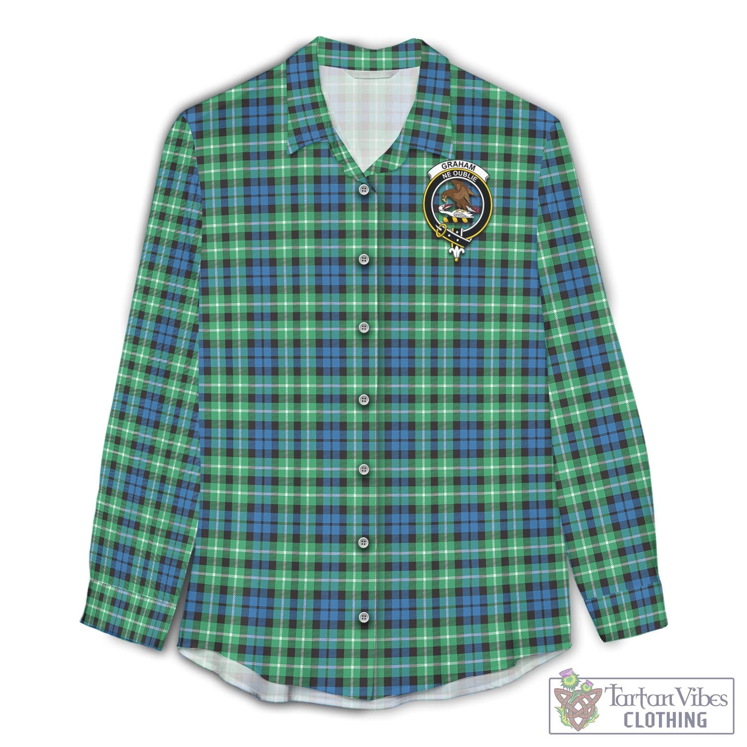 Tartan Vibes Clothing Graham of Montrose Ancient Tartan Womens Casual Shirt with Family Crest