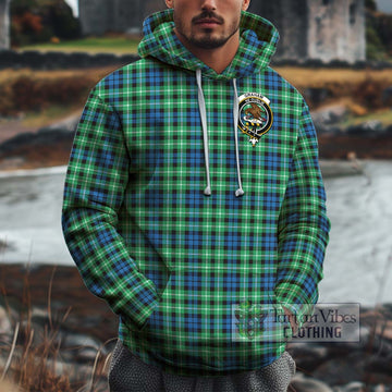 Graham Tartan Cotton Hoodie with Family Crest