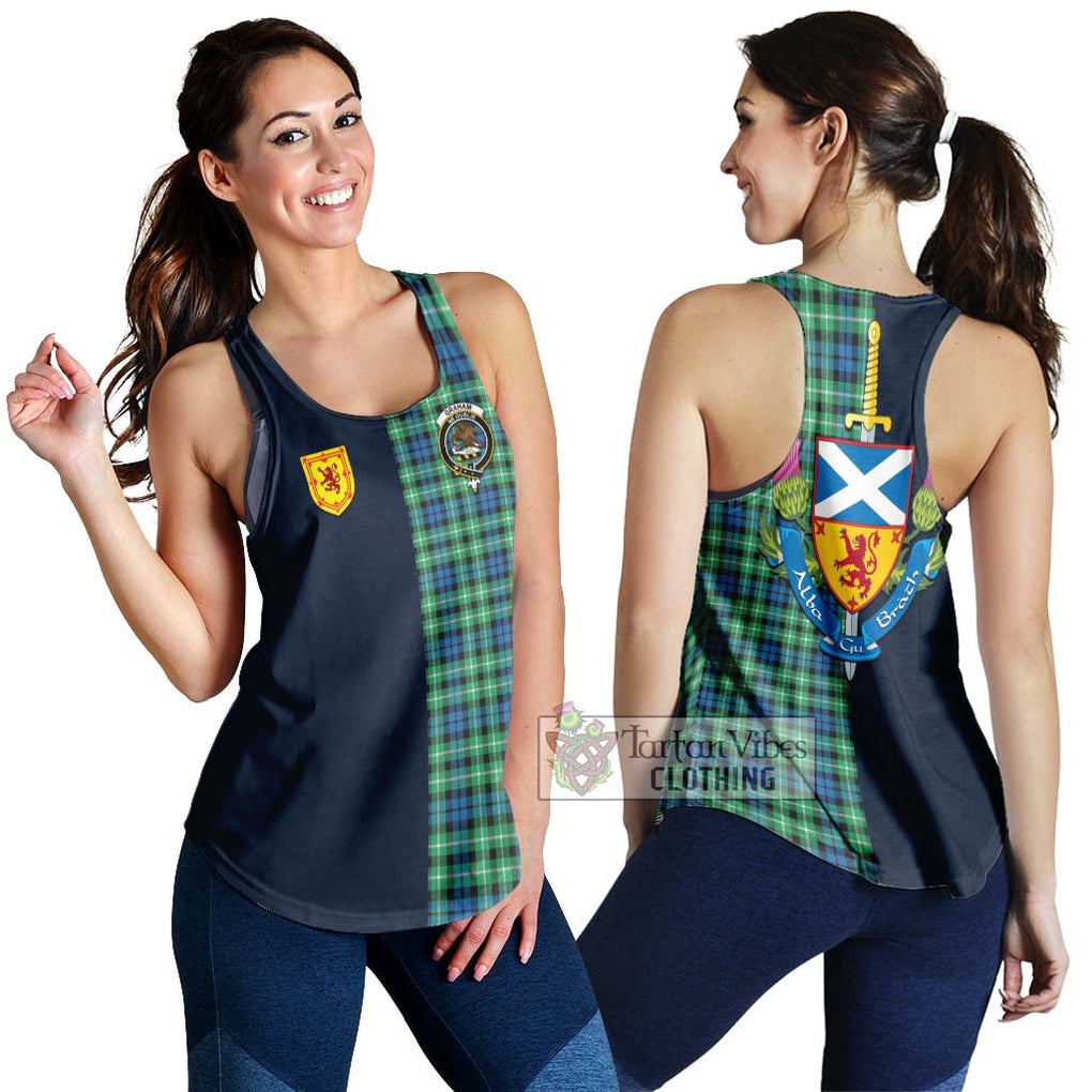 Tartan Vibes Clothing Graham of Montrose Ancient Tartan Women's Racerback Tanks with Scottish Lion Royal Arm Half Style