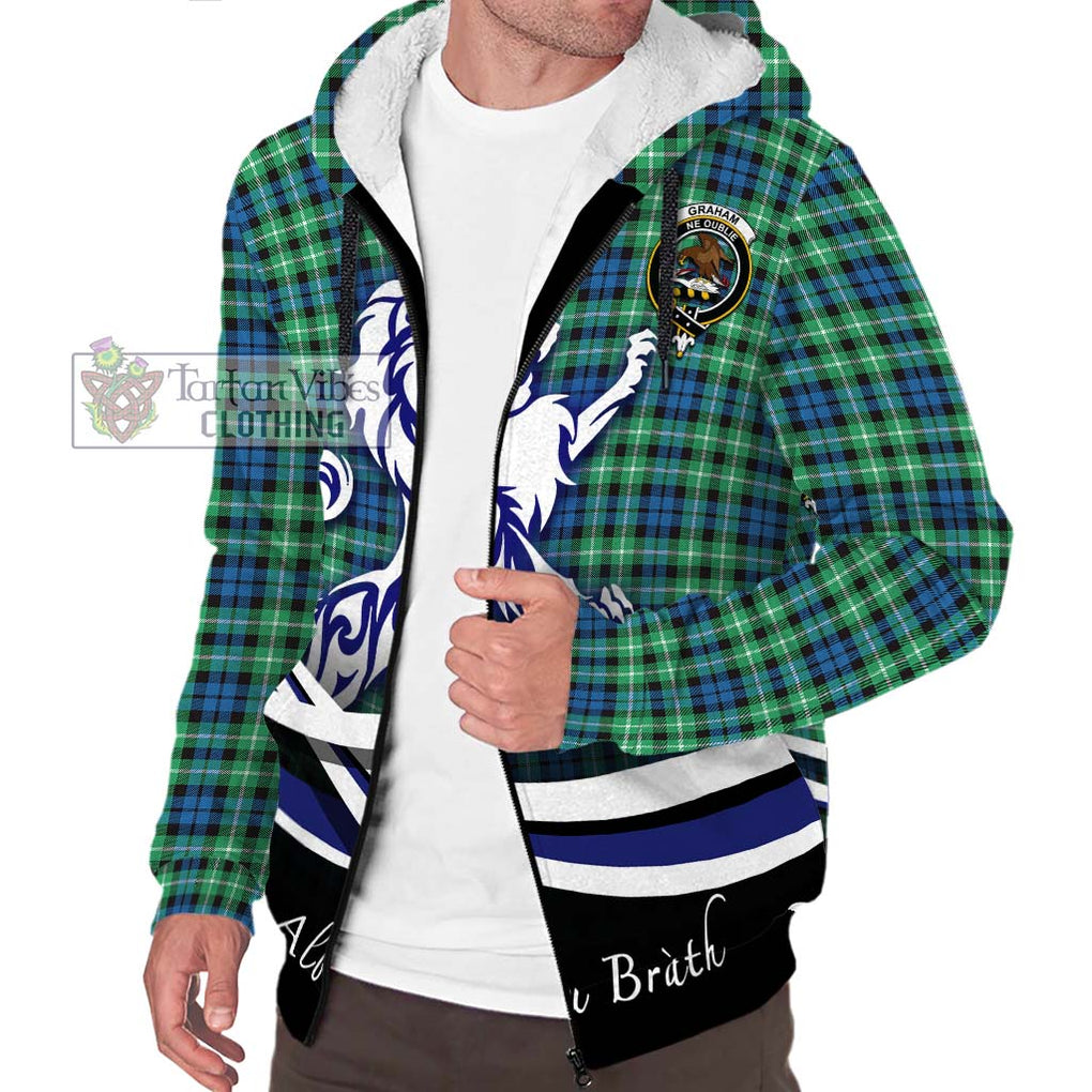 Graham Tartan Sherpa Hoodie with Alba Gu Brath Regal Lion Emblem Unisex S - Tartanvibesclothing Shop