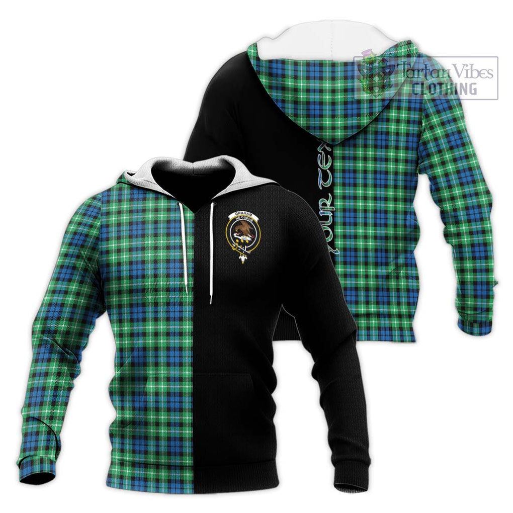 Graham Tartan Knitted Hoodie with Family Crest and Half Of Me Style Unisex Knitted Pullover Hoodie - Tartanvibesclothing Shop