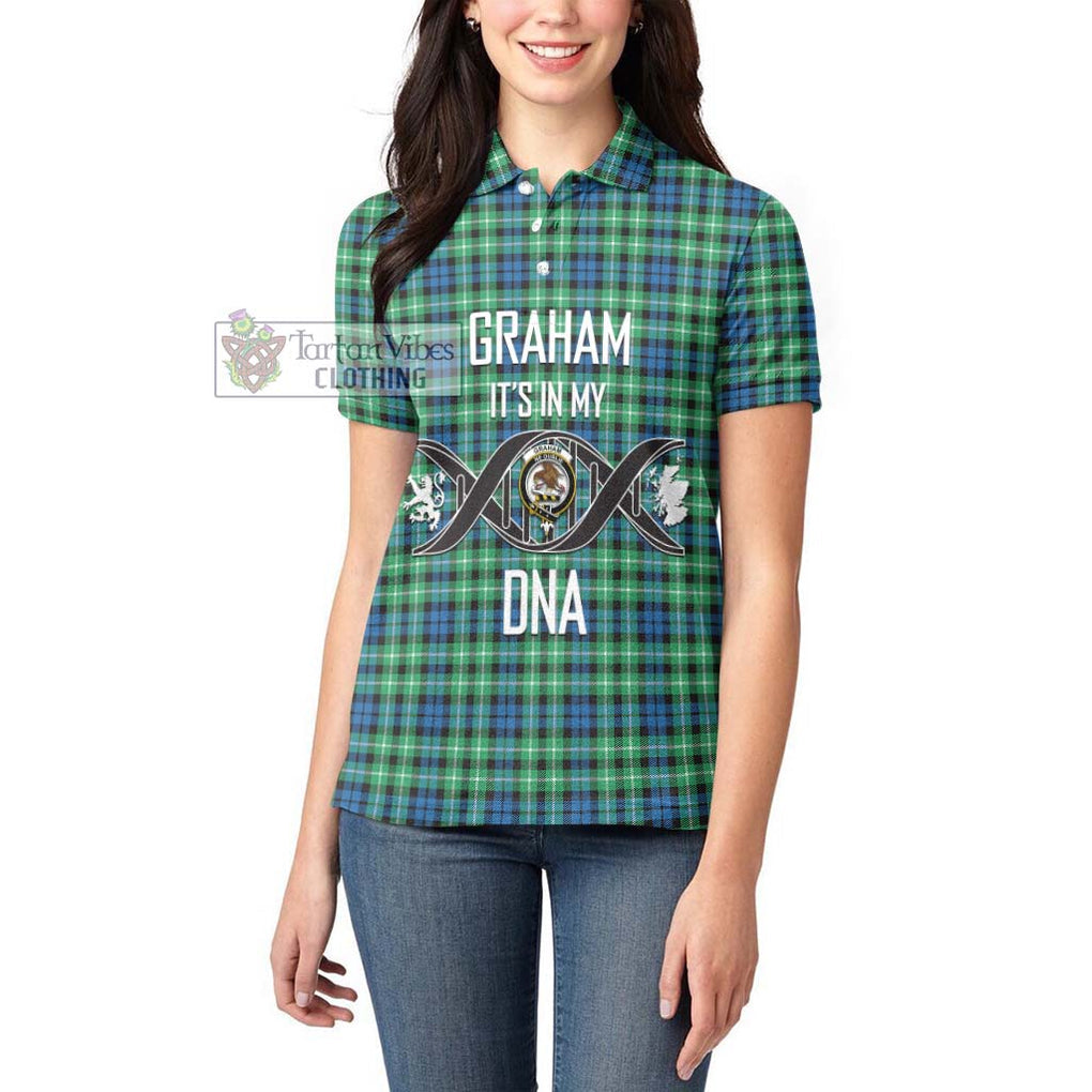 Graham Tartan Women's Polo Shirt with Family Crest DNA In Me Style Women - Tartanvibesclothing Shop