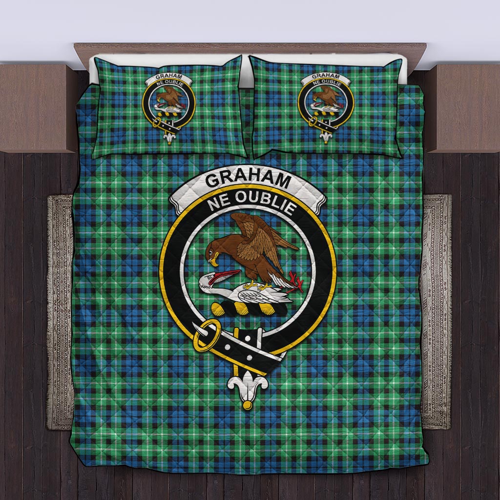 Graham Tartan Quilt Bed Set with Family Crest Twin - Tartan Vibes Clothing