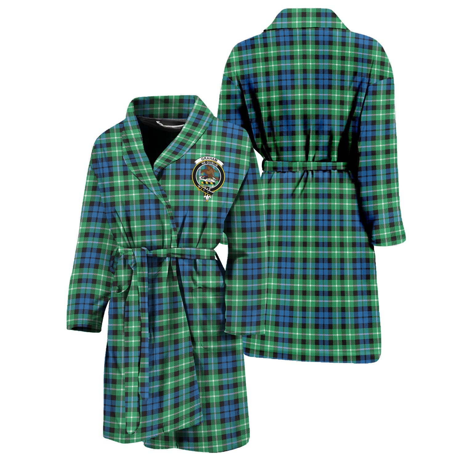 Graham Tartan Bathrobe with Family Crest Unisex S - Tartan Vibes Clothing