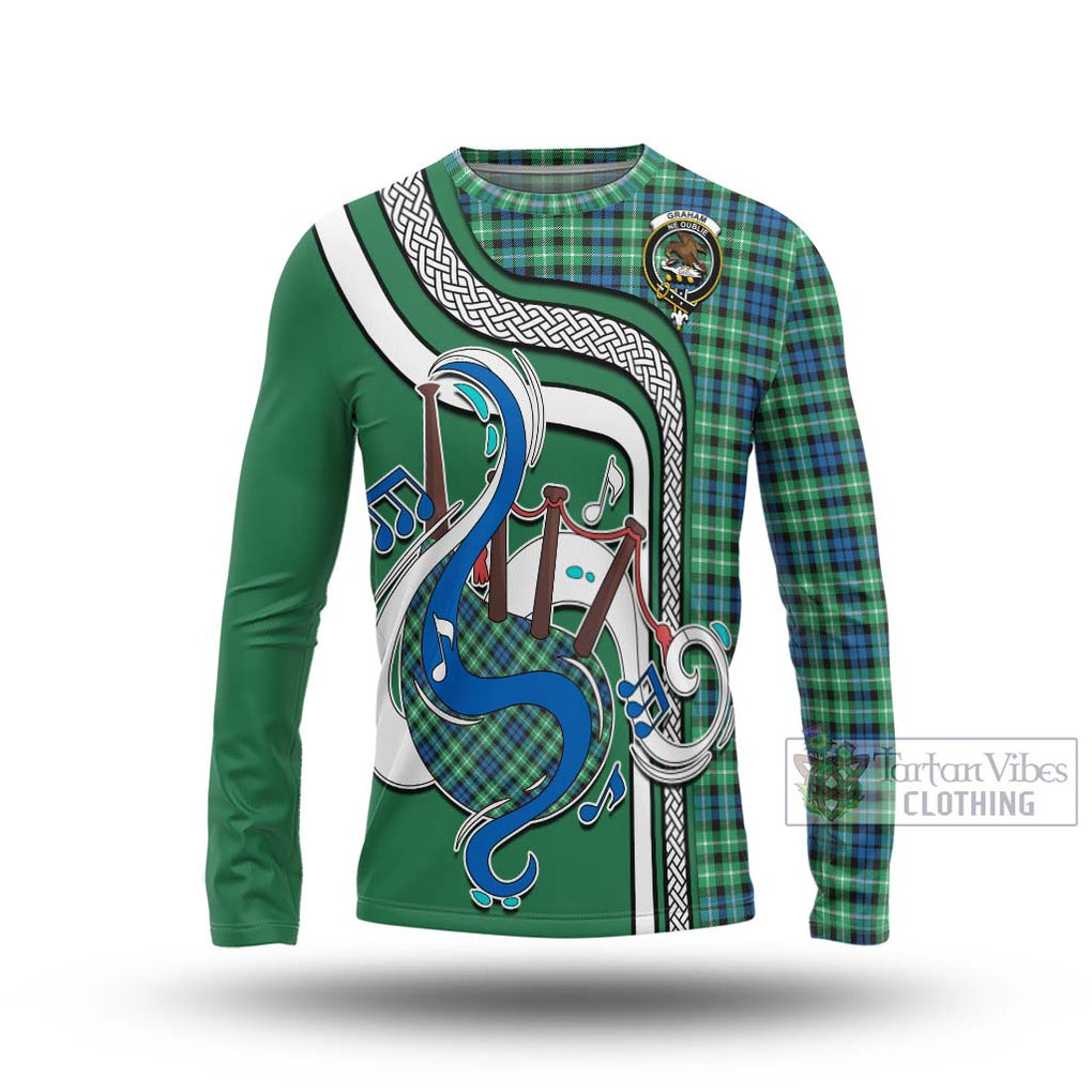 Tartan Vibes Clothing Graham of Montrose Ancient Tartan Long Sleeve T-Shirt with Epic Bagpipe Style