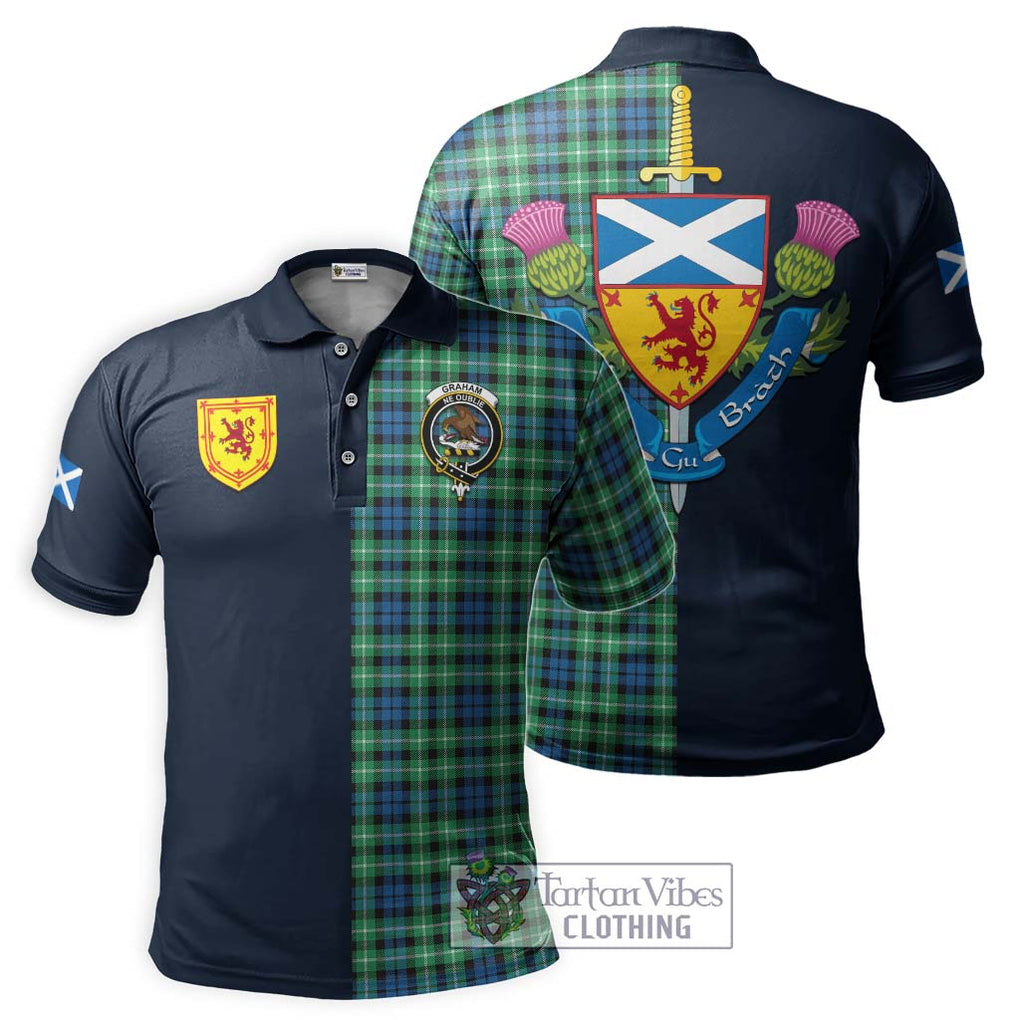 Tartan Vibes Clothing Graham of Montrose Ancient Tartan Polo Shirt with Scottish Lion Royal Arm Half Style