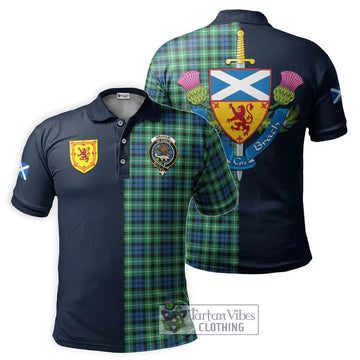 Graham Tartan Polo Shirt Alba with Scottish Lion Royal Arm Half Style