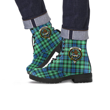 Graham Tartan Leather Boots with Family Crest