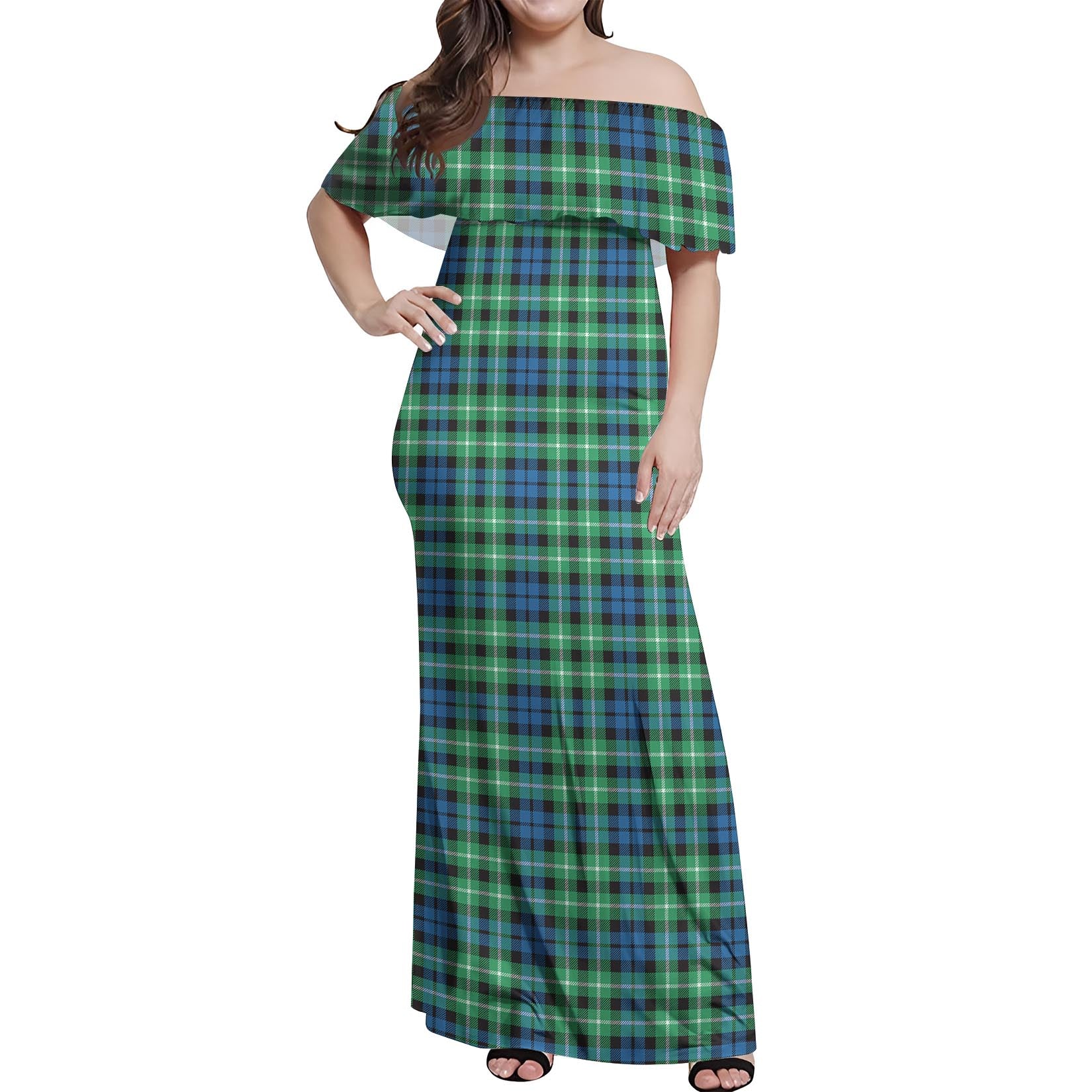 Graham of Montrose Ancient Tartan Off Shoulder Long Dress Women's Dress - Tartanvibesclothing