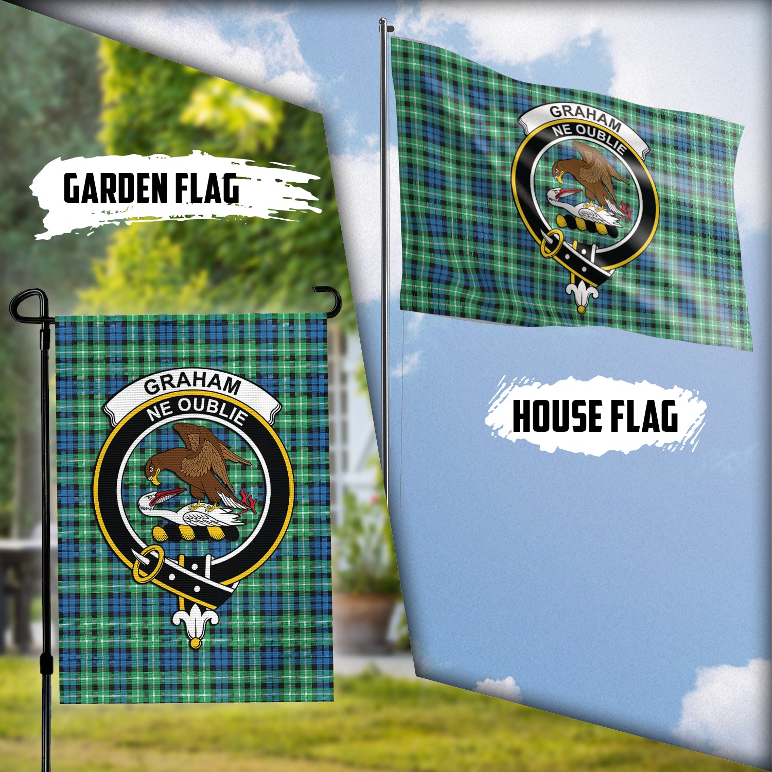 Graham Tartan Flag with Family Crest Garden Flag (Vertical) - Tartan Vibes Clothing