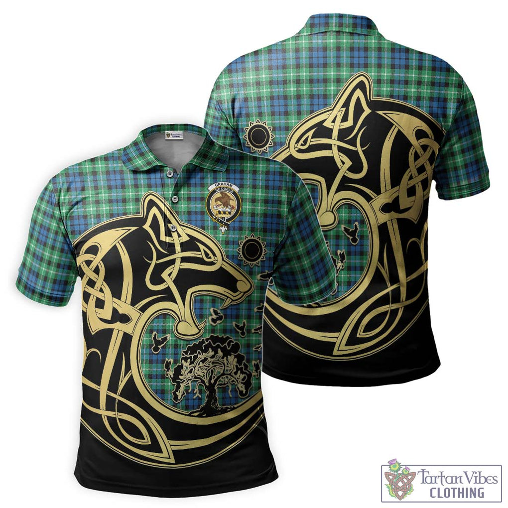 Graham Tartan Polo Shirt with Family Crest Celtic Wolf Style Kid - Tartanvibesclothing Shop