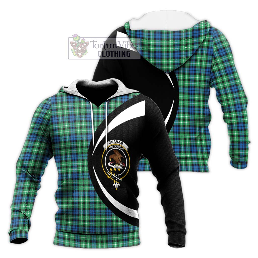 Graham Tartan Knitted Hoodie with Family Crest Circle Style Unisex Knitted Pullover Hoodie - Tartan Vibes Clothing