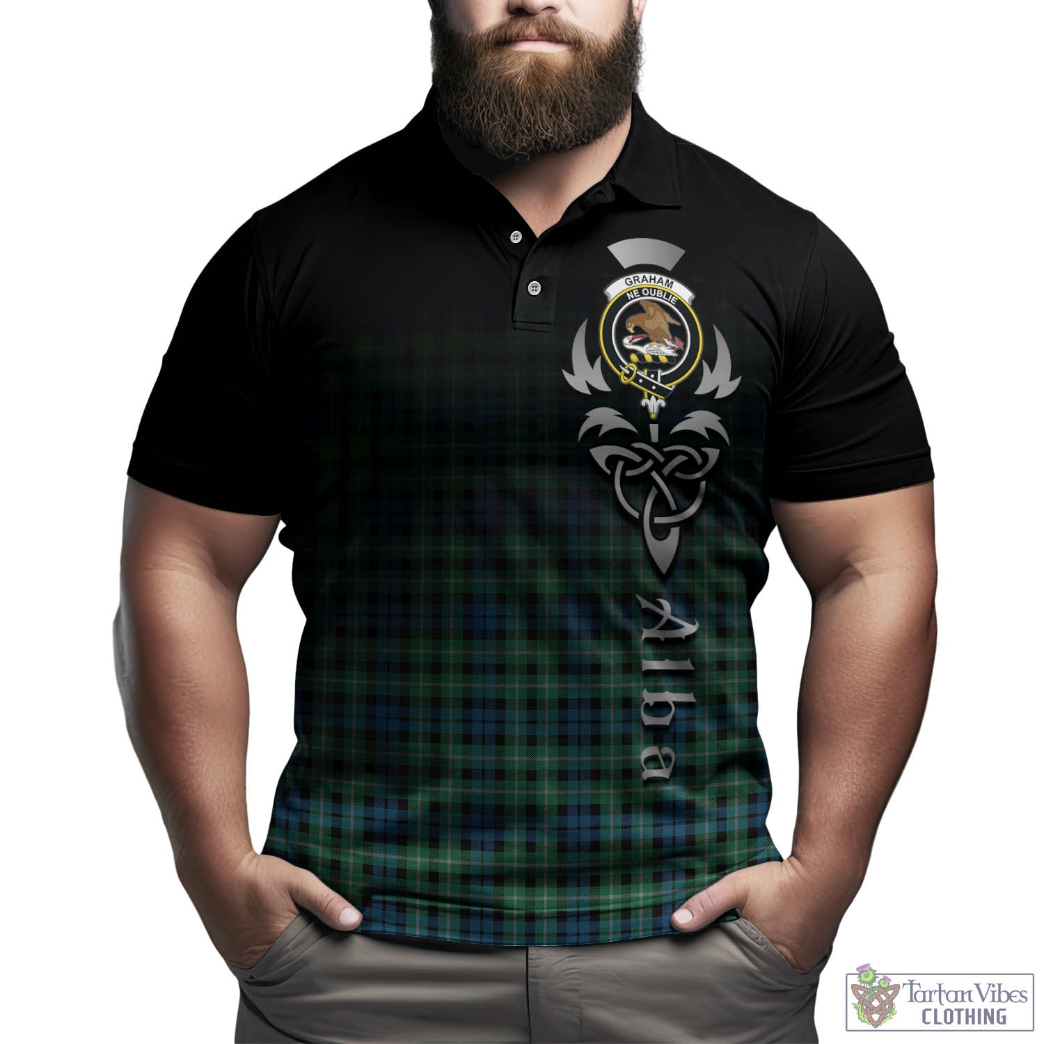 Tartan Vibes Clothing Graham of Montrose Ancient Tartan Polo Shirt Featuring Alba Gu Brath Family Crest Celtic Inspired