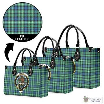 Graham Tartan Luxury Leather Handbags with Family Crest