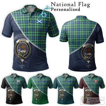 Graham Tartan Polo Shirt with Personalised National Flag and Family Crest Half Style