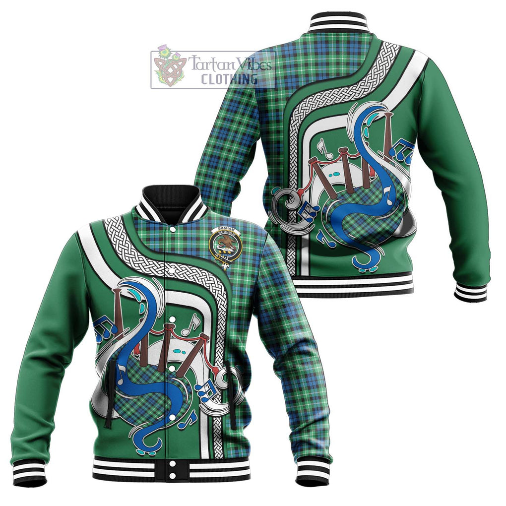 Tartan Vibes Clothing Graham of Montrose Ancient Tartan Baseball Jacket with Epic Bagpipe Style